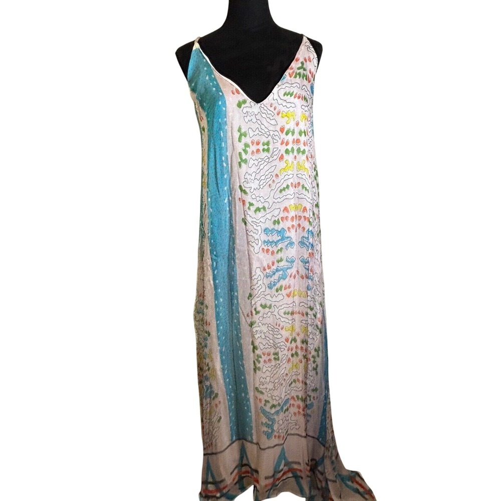 Anthropologie Calesso Maxi Dress V-Neck Open Back Colorful Print Size US 6